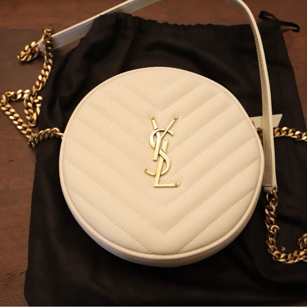 Yves Saint Laurent White and Gold Crossbody Bag